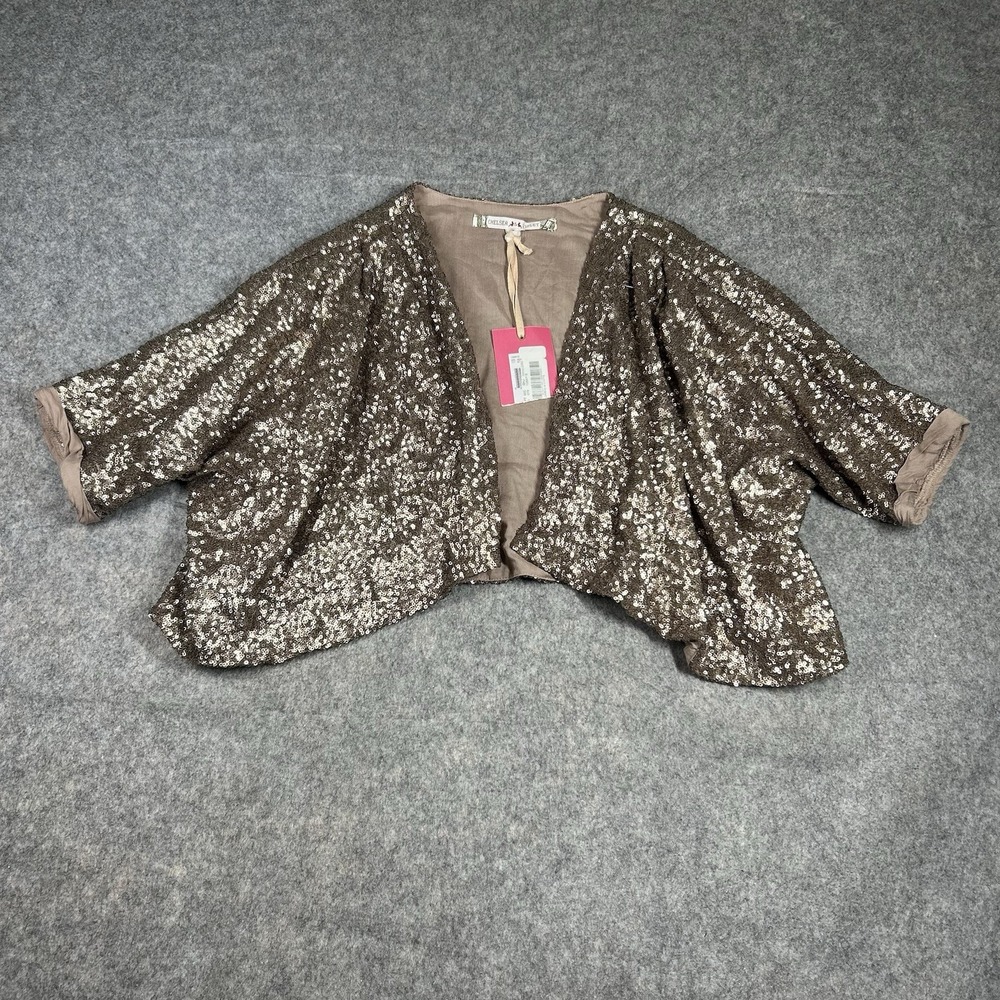 Chelsea & Violet Shawl Medium Sequin Gold Holiday New Years Party Formal